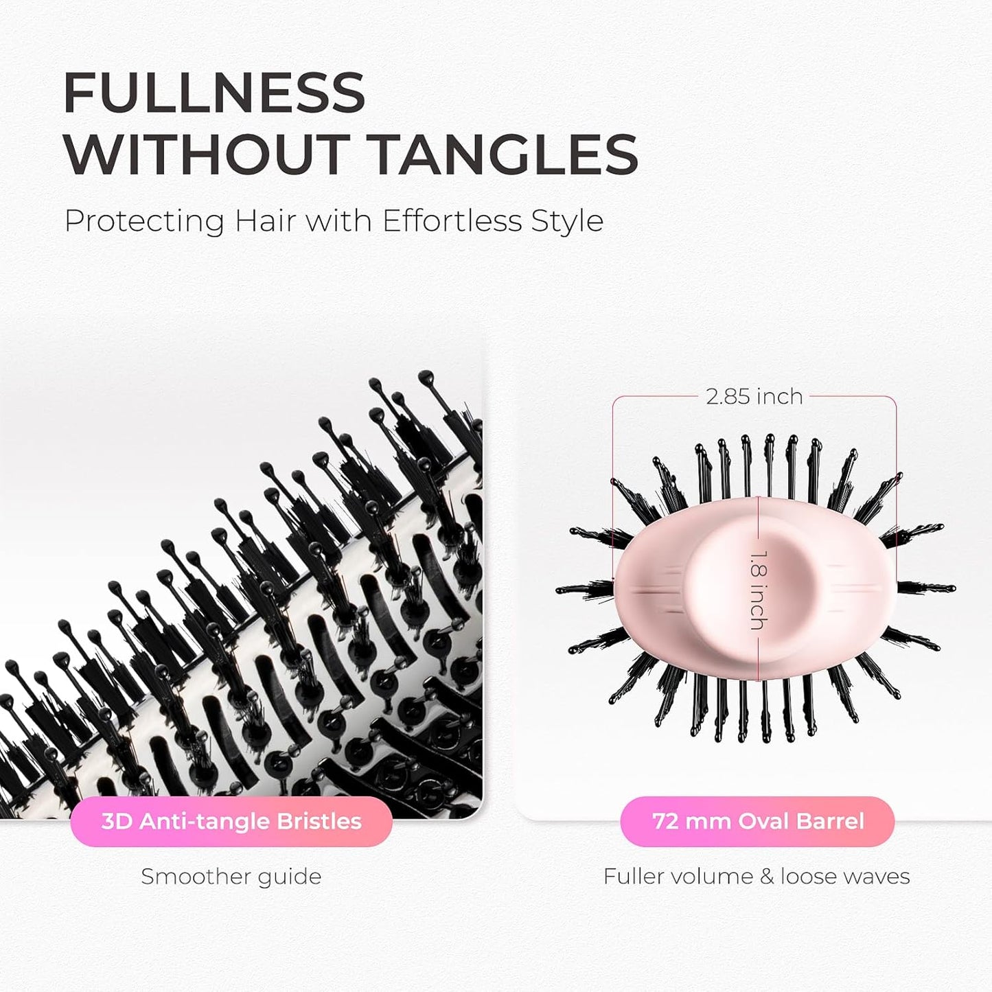 Hair Dryer Brush Blow Dryer Brush in One, 4 in 1 Ionic Hairdryer and Styler Volumizer with Oval Titanium Barrel, Hot Air Straightener for Smooth Frizz-Free Blowout, Pink