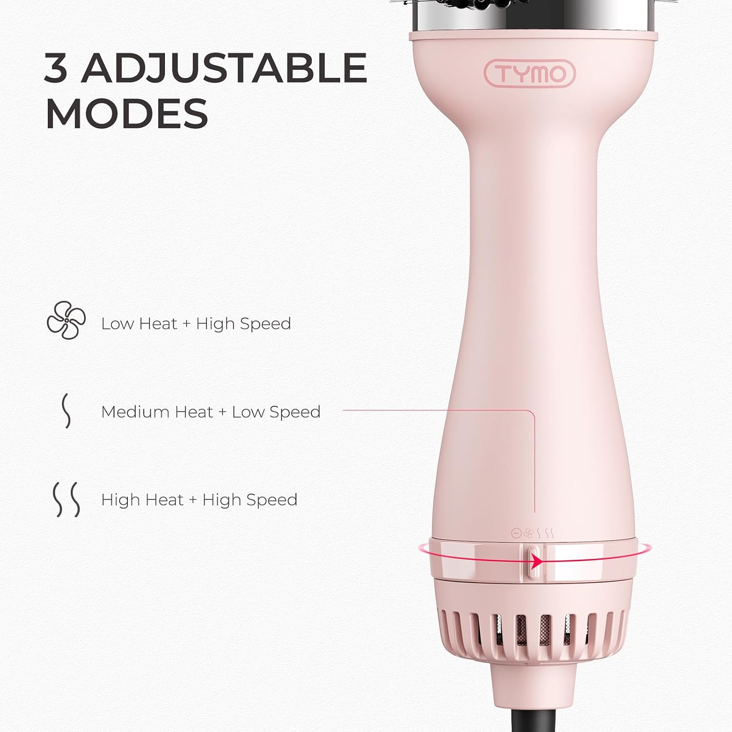 Hair Dryer Brush Blow Dryer Brush in One, 4 in 1 Ionic Hairdryer and Styler Volumizer with Oval Titanium Barrel, Hot Air Straightener for Smooth Frizz-Free Blowout, Pink