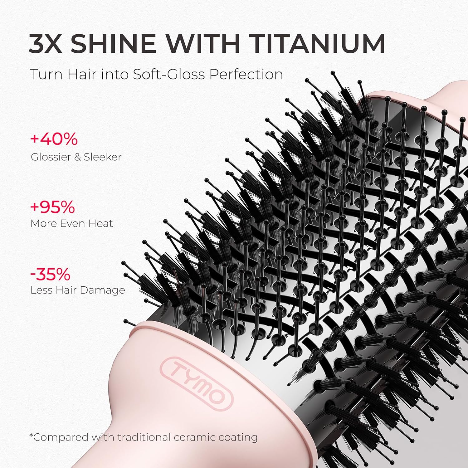 Hair Dryer Brush Blow Dryer Brush in One, 4 in 1 Ionic Hairdryer and Styler Volumizer with Oval Titanium Barrel, Hot Air Straightener for Smooth Frizz-Free Blowout, Pink