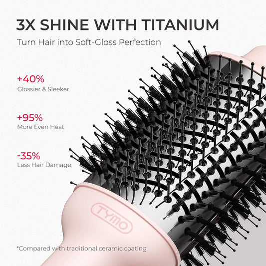 Hair Dryer Brush Blow Dryer Brush in One, 4 in 1 Ionic Hairdryer and Styler Volumizer with Oval Titanium Barrel, Hot Air Straightener for Smooth Frizz-Free Blowout, Pink